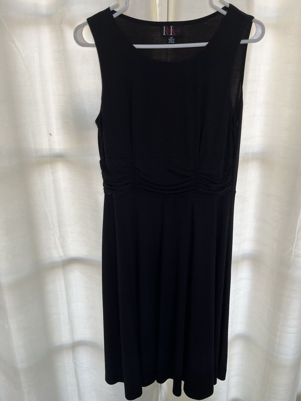 R&K Originals Midi Sleeveless Dress Ruched Waist Size 14P Black Classic Career